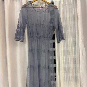 H&M Sheer Blue 3/4 Length Sleeve Dress